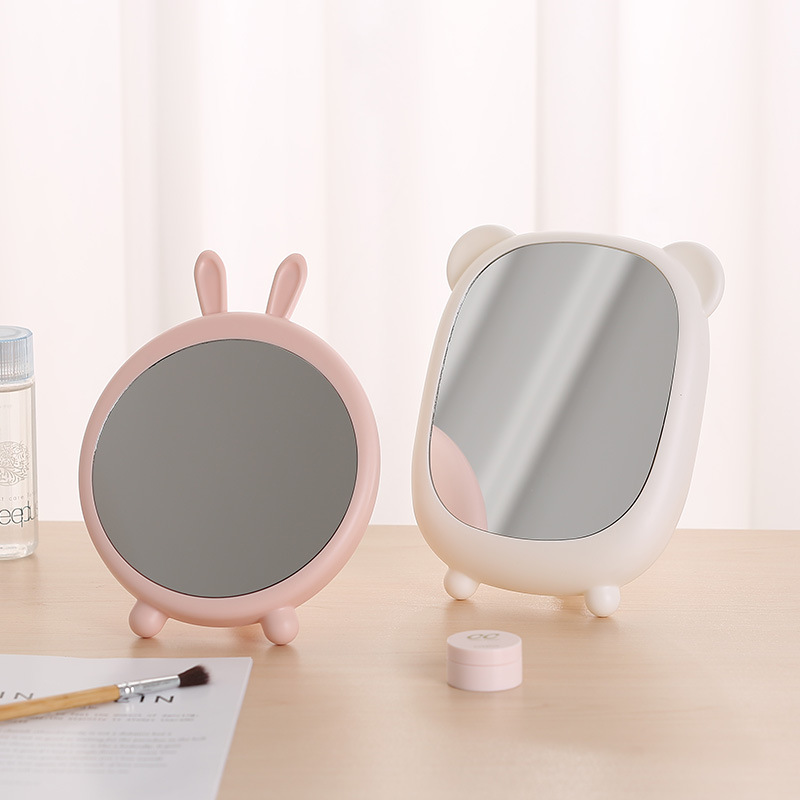 Rabbit Ear Hanging Makeup Mirror Student Dormitory Cartoon Desktop High Definition Vanity Mirror Single-Sided Bear Bracket Princess Mirror