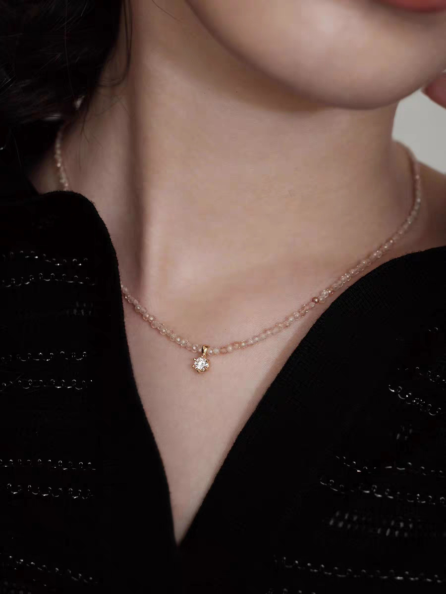 巨好看 2mm尖晶石项链轻奢小众时尚锁骨链2024网红潮款送闺蜜颈链
