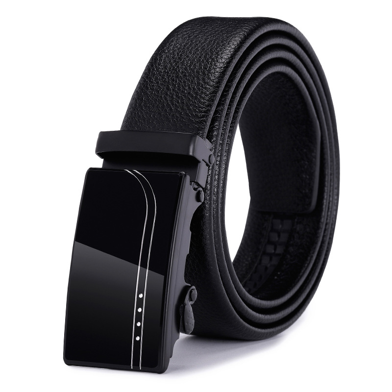 Belt Men's Wholesale Cowhide Belt Men's Genuine Leather Fashion Automatic Buckle Casual Waist Seal Business All-Match Pants Belt
