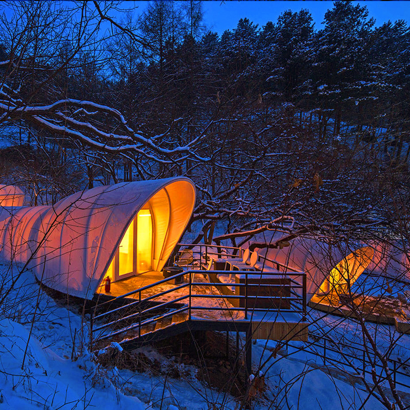 野奢户外篷房基地大型露营主题隧道帐篷特色游豪华毛毛虫帐篷酒店