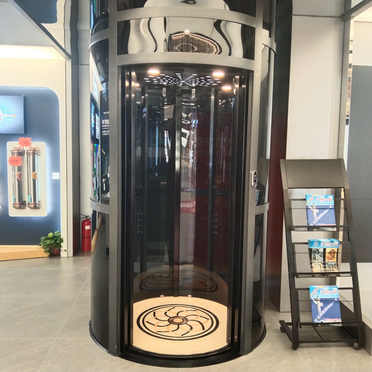 定制三层四层五层自建房别墅家用圆形电梯室内外观光梯