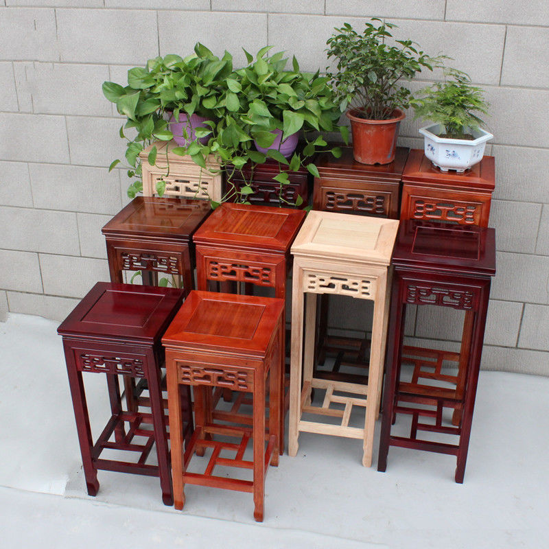 实木花架仿古红木中式客厅庭院阳台落地架花几四方架子批发