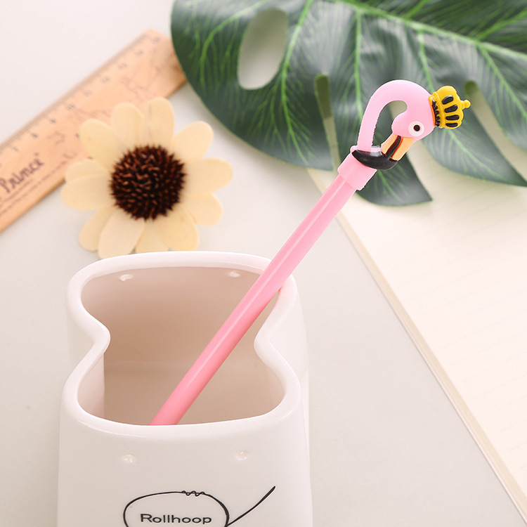 Cute Flamingo Shape Gel Pen Creative Stationery Student Ball Pen Learning Office Supplies Signature Pen Wholesale