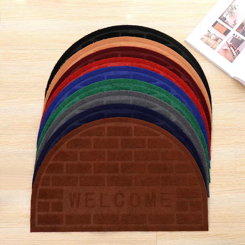 Foreign Trade Export Semicircle Rectangular Napping Floor Mat Door Mat English Welcome Pressed Words Dust Hydrophilic Pad