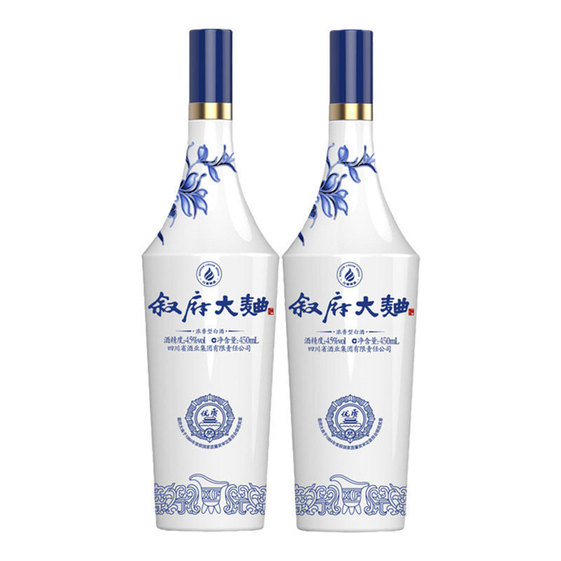 叙府 新款青花大曲52度450ml*2瓶装浓香型白酒纯粮食光瓶口粮白酒