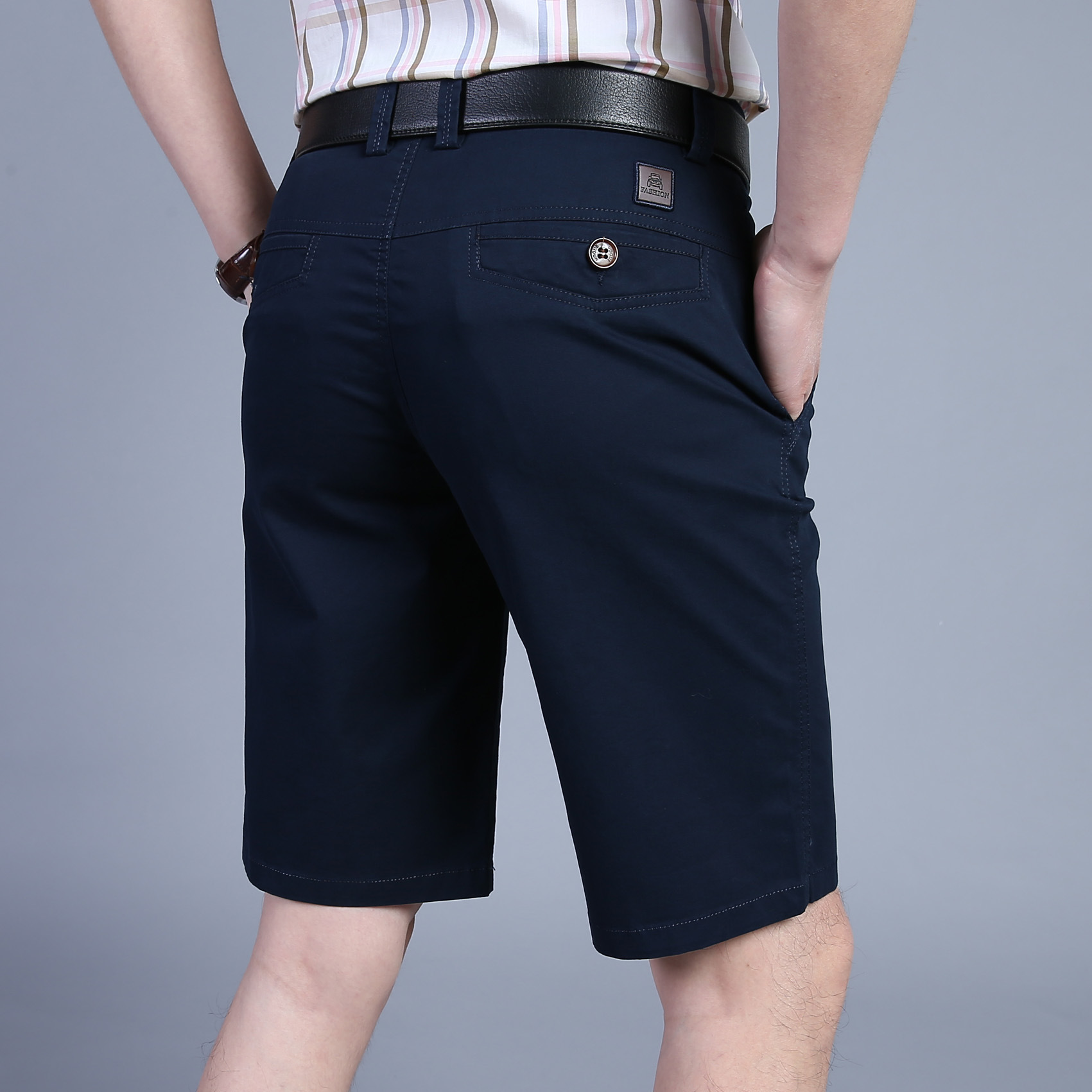 跨境夏季男装休闲裤男短裤男士中年时尚五分裤直筒中腰裤子薄款