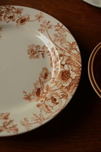 收集时光  红棕虞美人平盘 中古复刻 陶瓷沙拉盘西餐汤盘