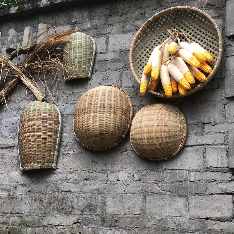 竹编乡村老物件农村复古怀旧装饰品餐厅火锅店农家乐墙面挂件挂饰