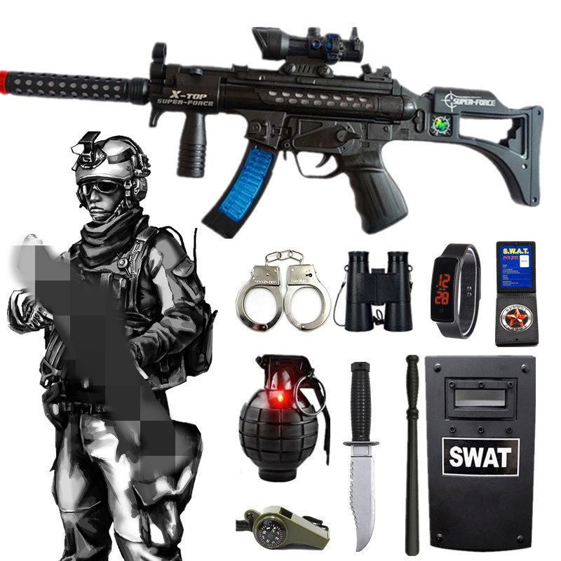 小警察套装儿童玩具枪战装备特种兵特警男孩子冲锋枪吃鸡全套仿真