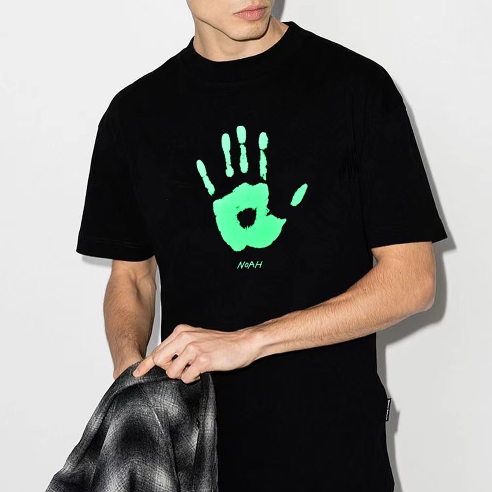noah手掌印掌纹印花t恤美式潮牌男女同款fog高街宽松情侣时尚短袖