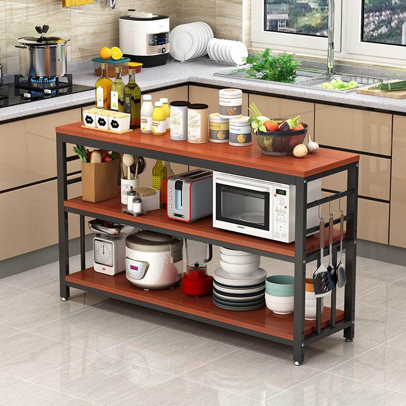厨房置物架切菜桌家用收纳架落地多层架微波炉架储物作台面定制