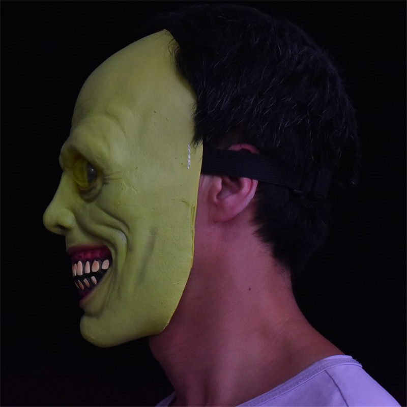 驱魔人面具魔鬼脸头套微笑乳胶面罩万圣节恐怖大法师脸谱道具mask