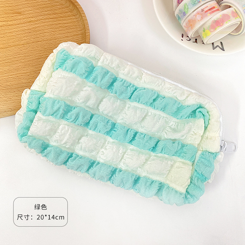 Korean Ins Style Puff Pencil Case Good-looking Girls' Makeup Brush Large Capacity Multi-Functional Cute Storage Bag Wholesale