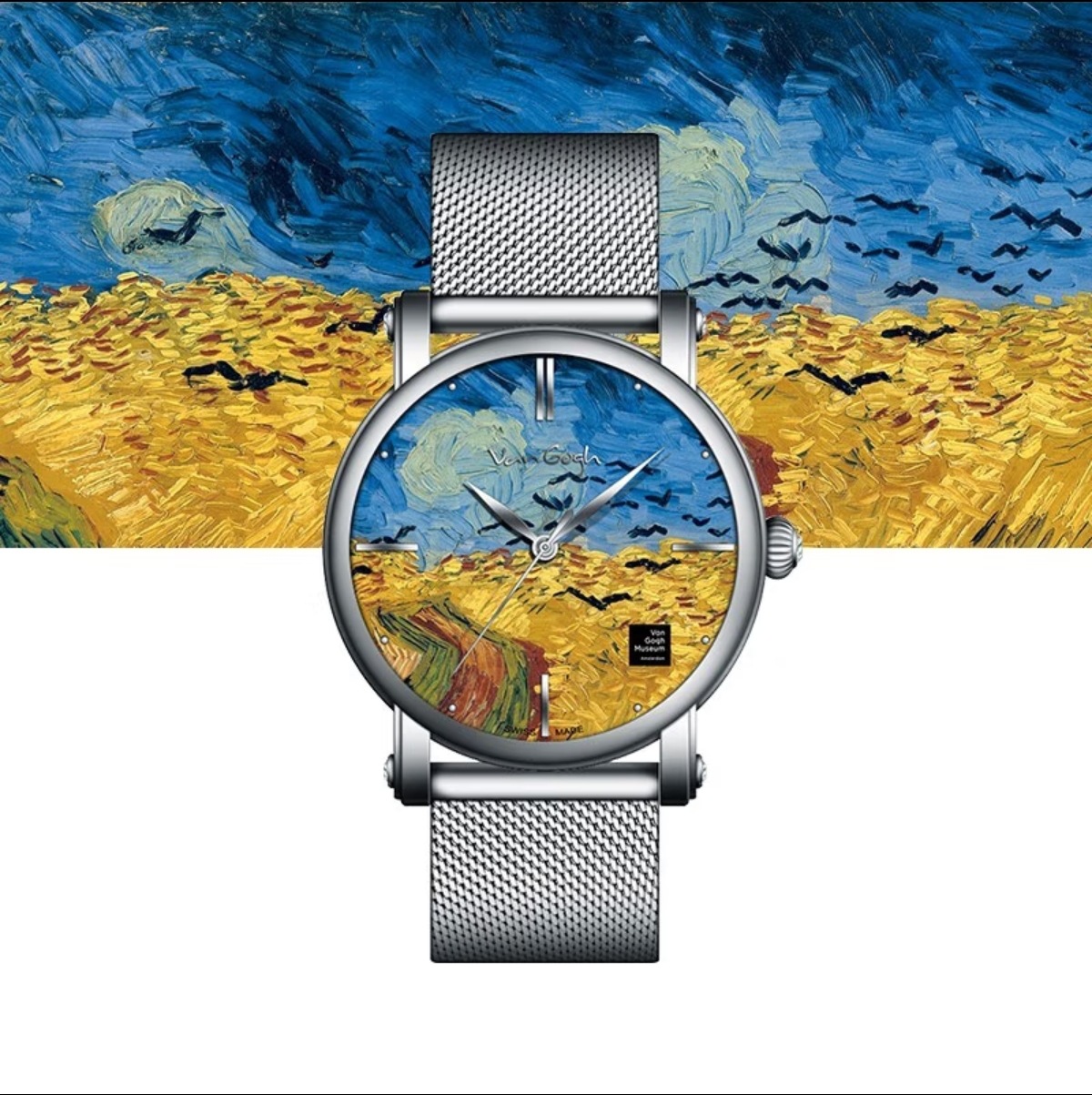 梵高 瑞士手表男 3d油画复古艺术潮流男士腕表原装进口 石英手表