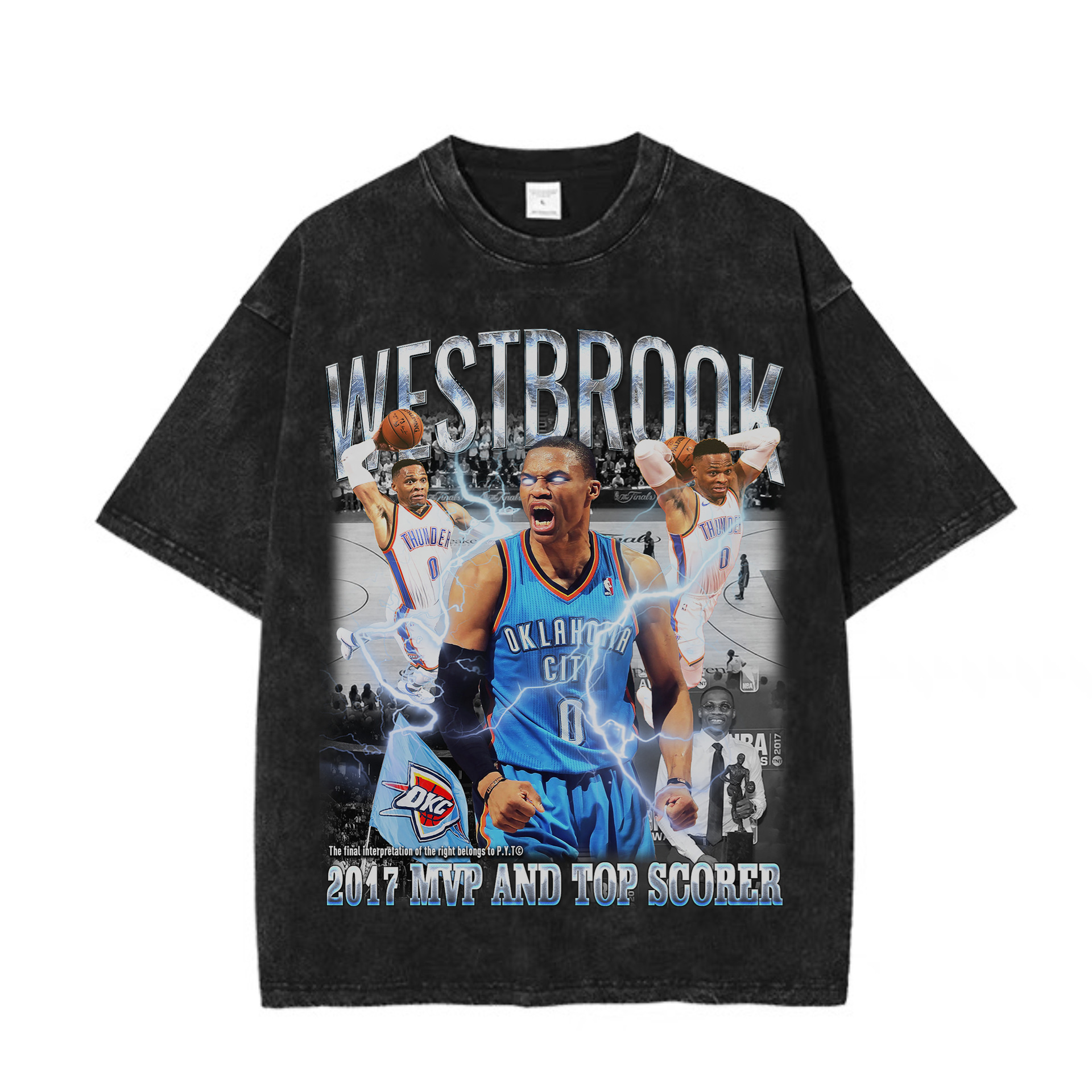 美式vintaget恤男威斯布鲁克重磅宽松纯棉高街篮球纪念款男女上衣