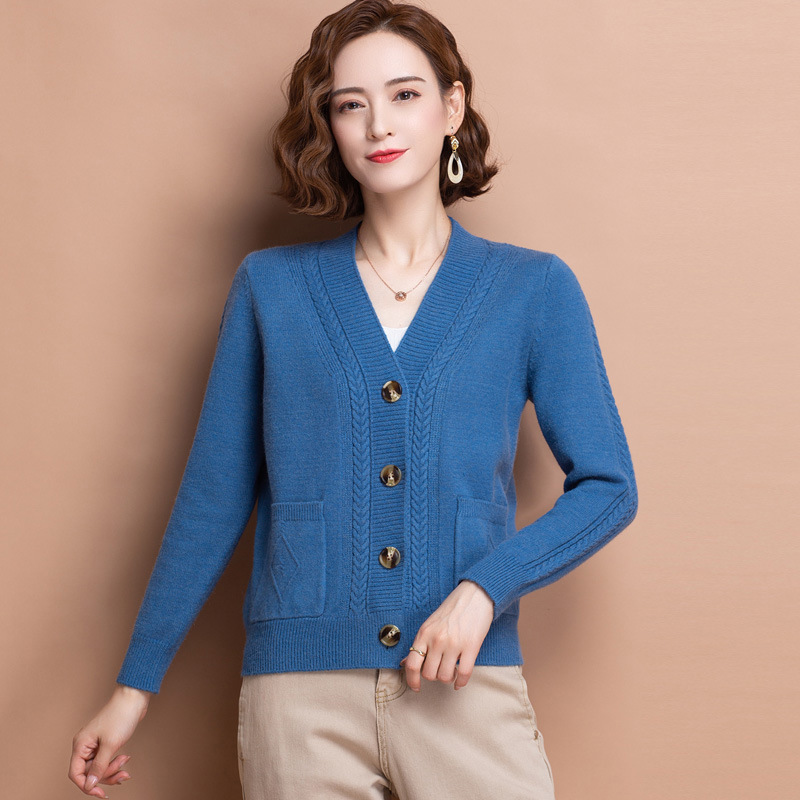 恒源祥羊毛衫开衫女短款针织小外套春秋外搭2022新款宽松薄款毛衣