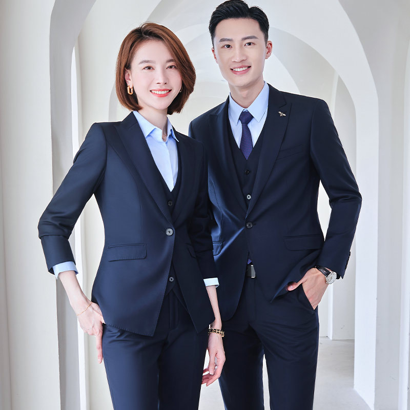 羊毛西服套装男薄高档西装商务正装老教师工装售楼部高级感工作服