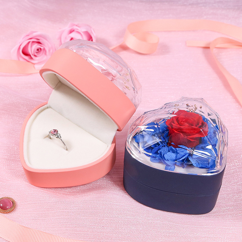 Factory New Diamond Acrylic Eternal Flower Gift Box Flip Touch Paint Ring Necklace Jewelry Box Wholesale