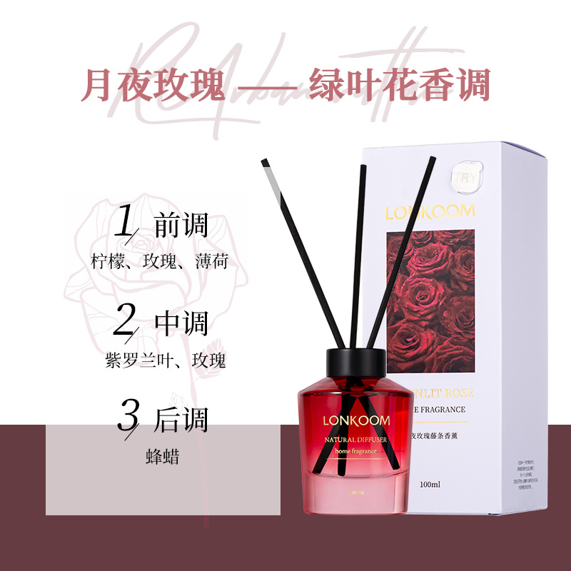 LONKOOM No Fire Reed Diffuser Household Indoor Deodorant Lasting Bedroom Light Perfume Essential Oil Perfume Manufacturer One Piece Dropshipping