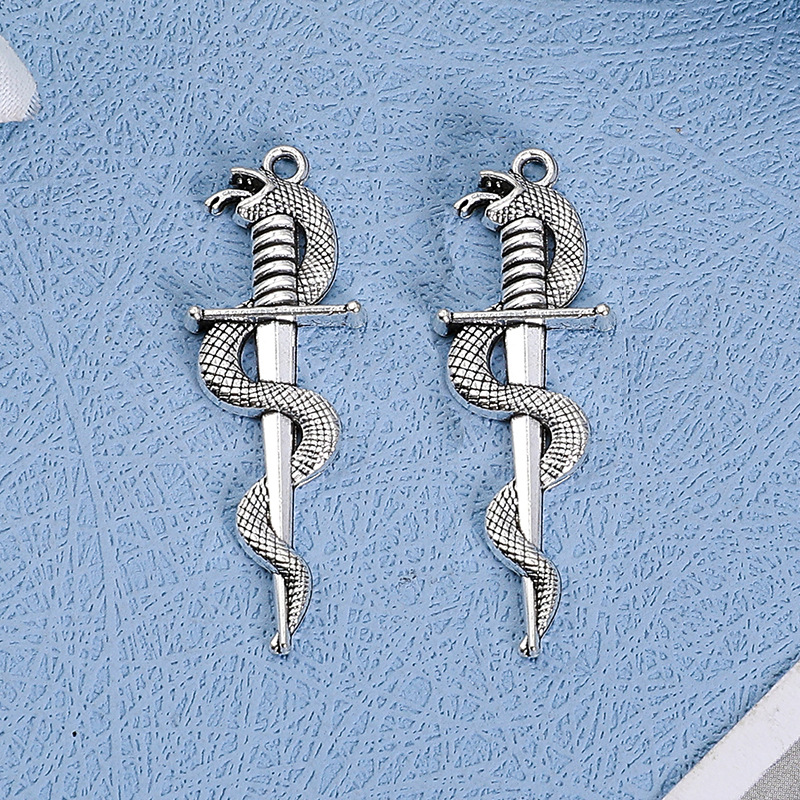 速卖通跨境热销复古暗黑风宝剑蛇diy合金饰品配件耳环项链吊坠