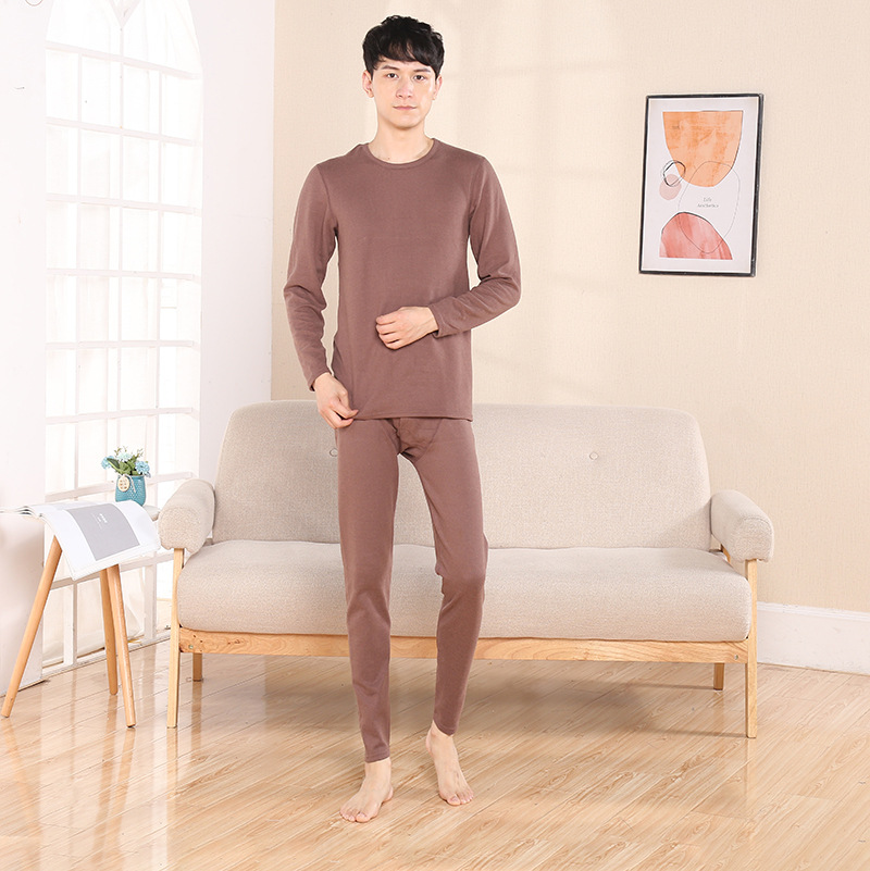 Dralon Warm Long Johns Top Constant Temperature Comfortable Soft Comfortable Solid Color Long-Sleeved Trousers Long Johns Thermal Underwear Set for Men
