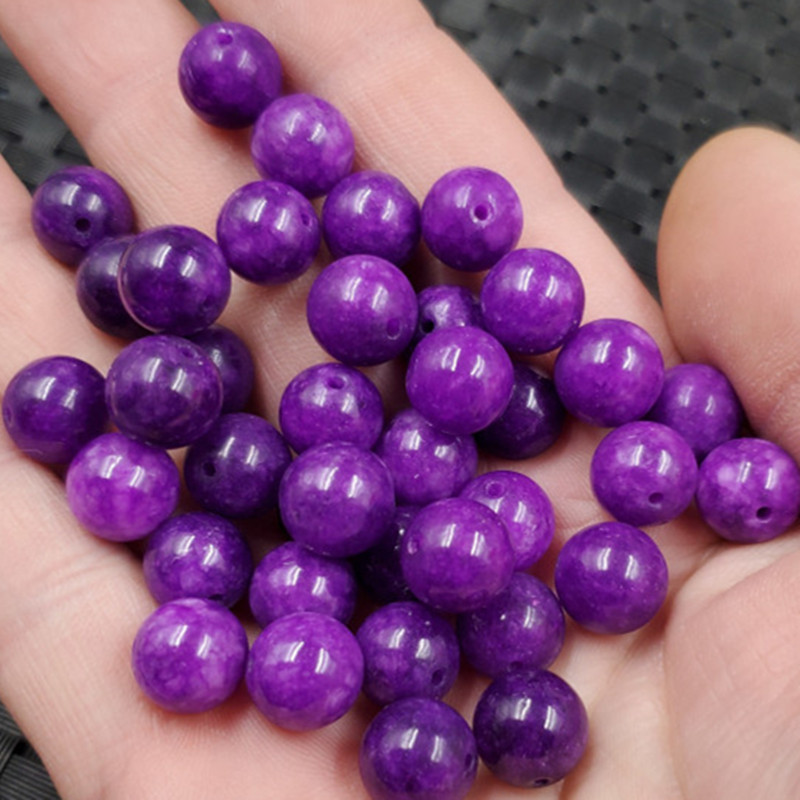 玉石散珠紫干青圆珠散珠石英岩玉散珠紫龙晶散珠玉珠子配件珠子
