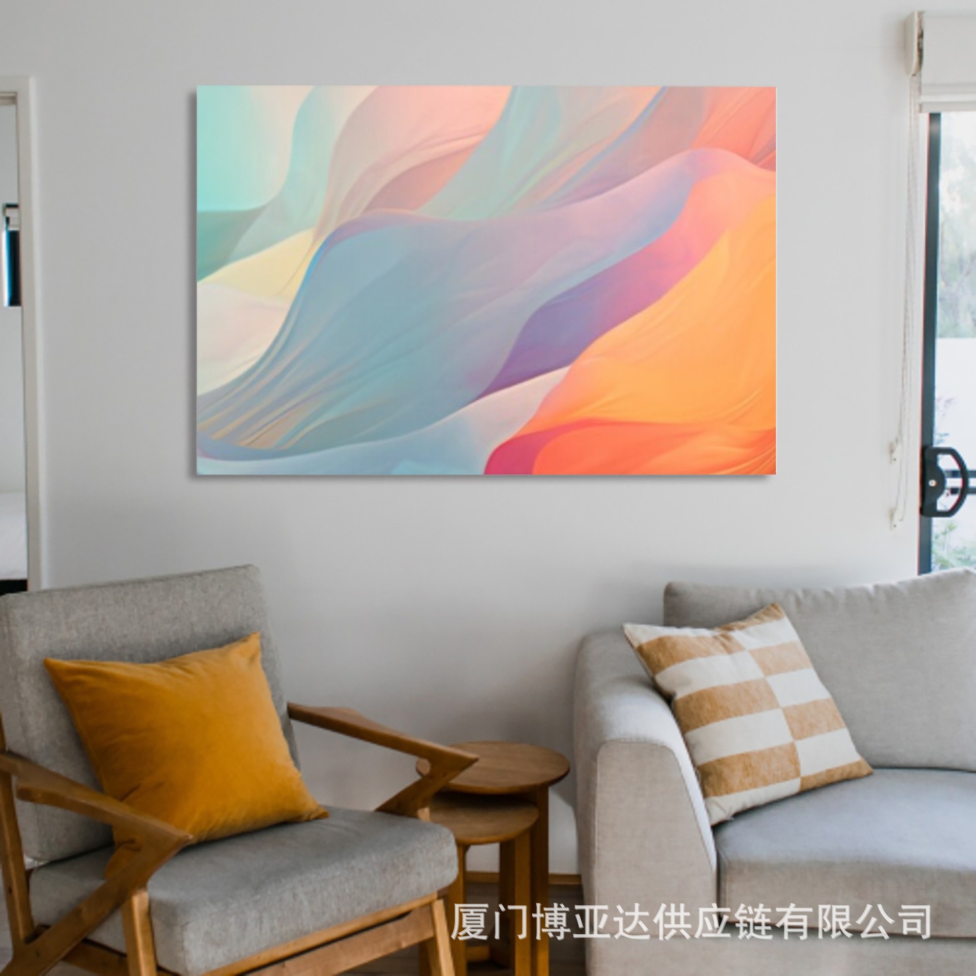 亚马逊一件定 制pod客厅玄关装饰横版画etsy爆款热卖无框帆布画芯