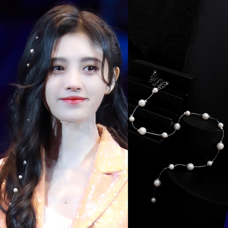 鞠婧祎,弦子同款珍珠编发蝴蝶发夹古风超仙链条发夹礼服配饰发饰