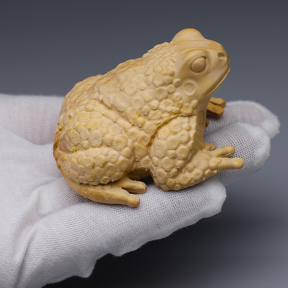 黄杨木雕金蟾文玩手把件 家居客厅招财进宝青蛙手工雕刻工艺礼品
