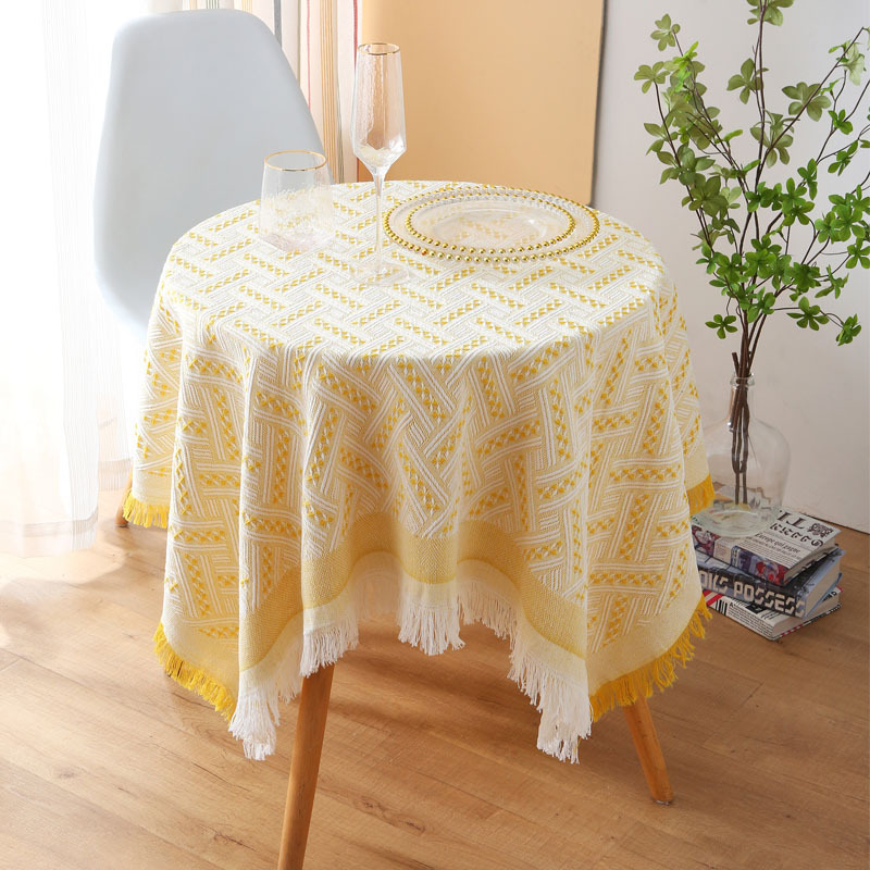 床头柜套罩圆形桌布轻奢高级感茶桌欧式法式浪漫田园风格茶几布