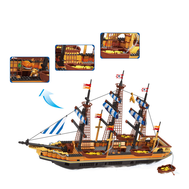 积木拼装大型渔船海盗船系列组装 兼容积木 block toys-阿里巴巴