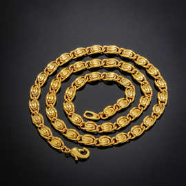 欧美时尚饰品万字链镀金色项链粗款 男款项链速卖通货源批发