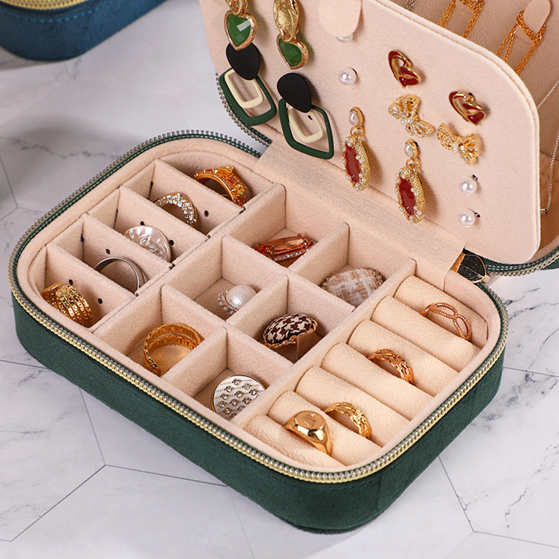 Cross-Border Simple and Portable Double Layer Necklace Ring Earrings Jewelry Box Storage Box Nordic Style Jewelry Box