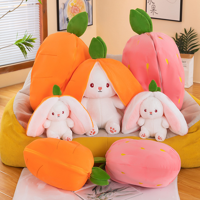 High-Profile Figure Fun Transformation Rabbit Plush Toy Variable Carrot Strawberry Pillow Rabbit Doll Children's Doll