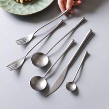 千叶优雅餐具304不锈钢刀叉 中古做旧vintage刀叉 北欧外贸spoon