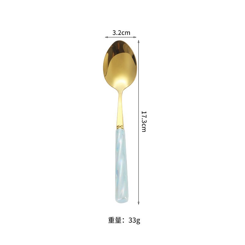 Amazon Porcelain Handle Stainless Steel Knife and Forks Spoon Cute Cartoon Cross-Border Gold-Plated Factory Western Tableware Four-Piece Set