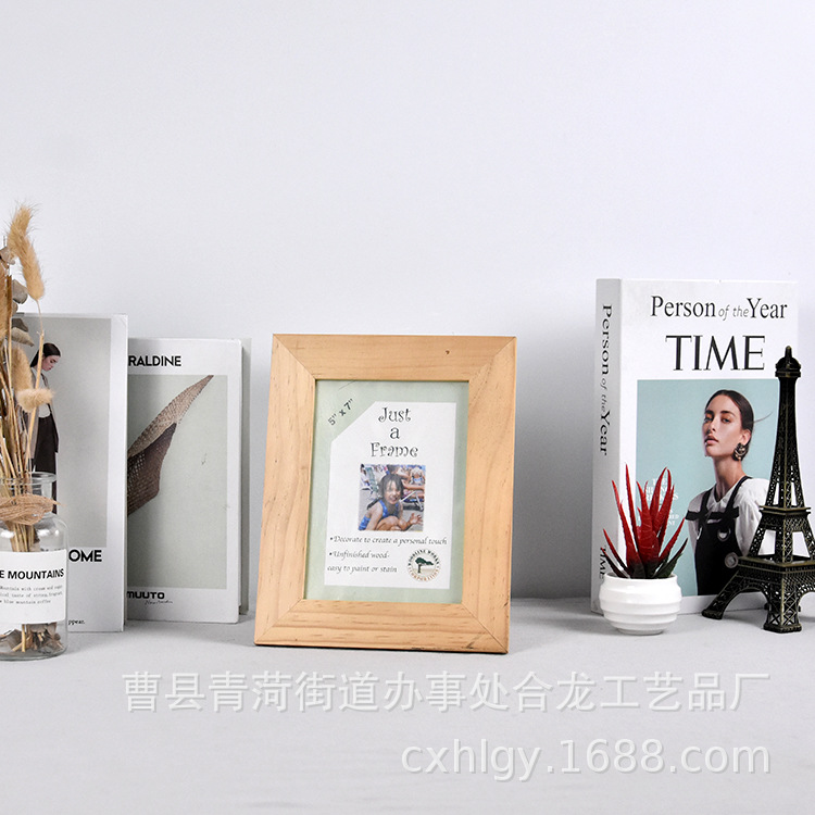Wooden Photo Frame 5 6 7 8-Inch A4 Retro Wall Hanging Photos Cardboard Factory Direct Supply Can Be Customized