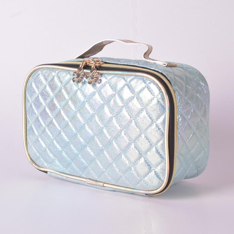 Fashion Portable Diamond Lattice Cosmetic Bag Colorful Laser Wash Bag Women's Cosmetics Travel Portable Storage Bag