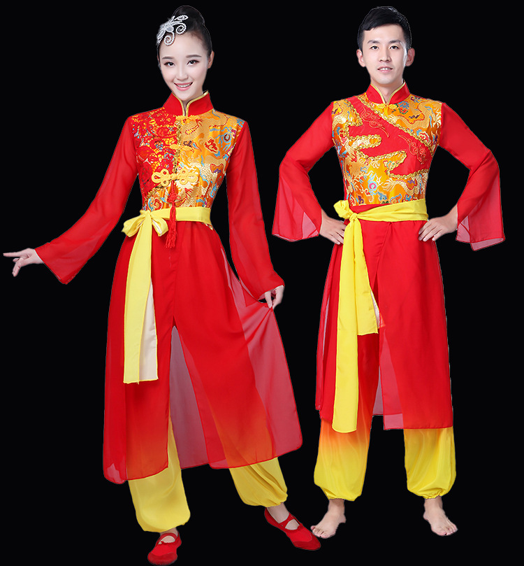 打鼓服演出服女喜庆中国风秧歌服装腰鼓威风鼓男民族鼓舞表演套装