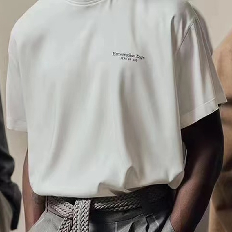 zegn杰尼联名fear of god fog fg短袖宽松标语简约t恤潮男女情侣
