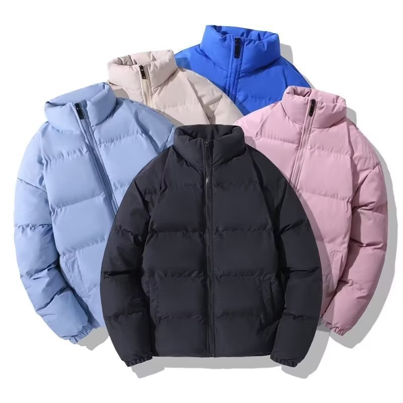 mens quilted jacket秋冬高领棉衣外套男新款纯色棉袄羽绒服-阿里巴