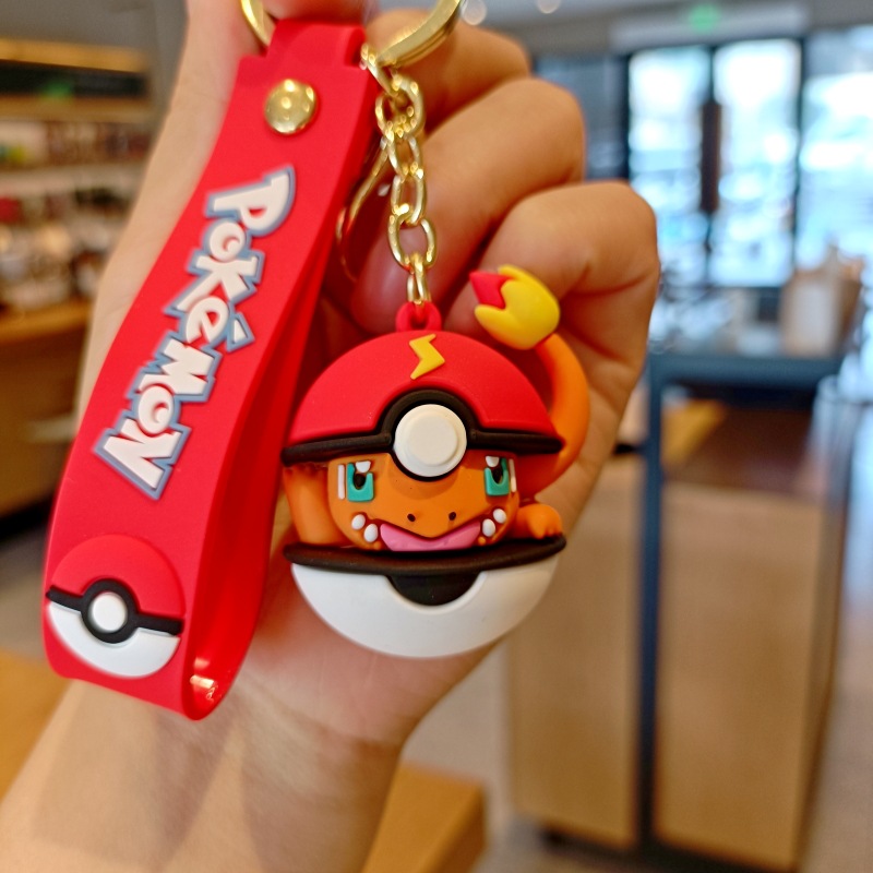 Baokemeng Cartoon Keychain Cute Pikachu Elf Ball Schoolbag Pendant Car Key Chain Ornaments Small Gift