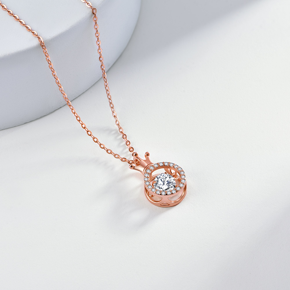 项链女小众设计感饰品s925银皇冠锁骨链灵动之心首饰网红爆款项链