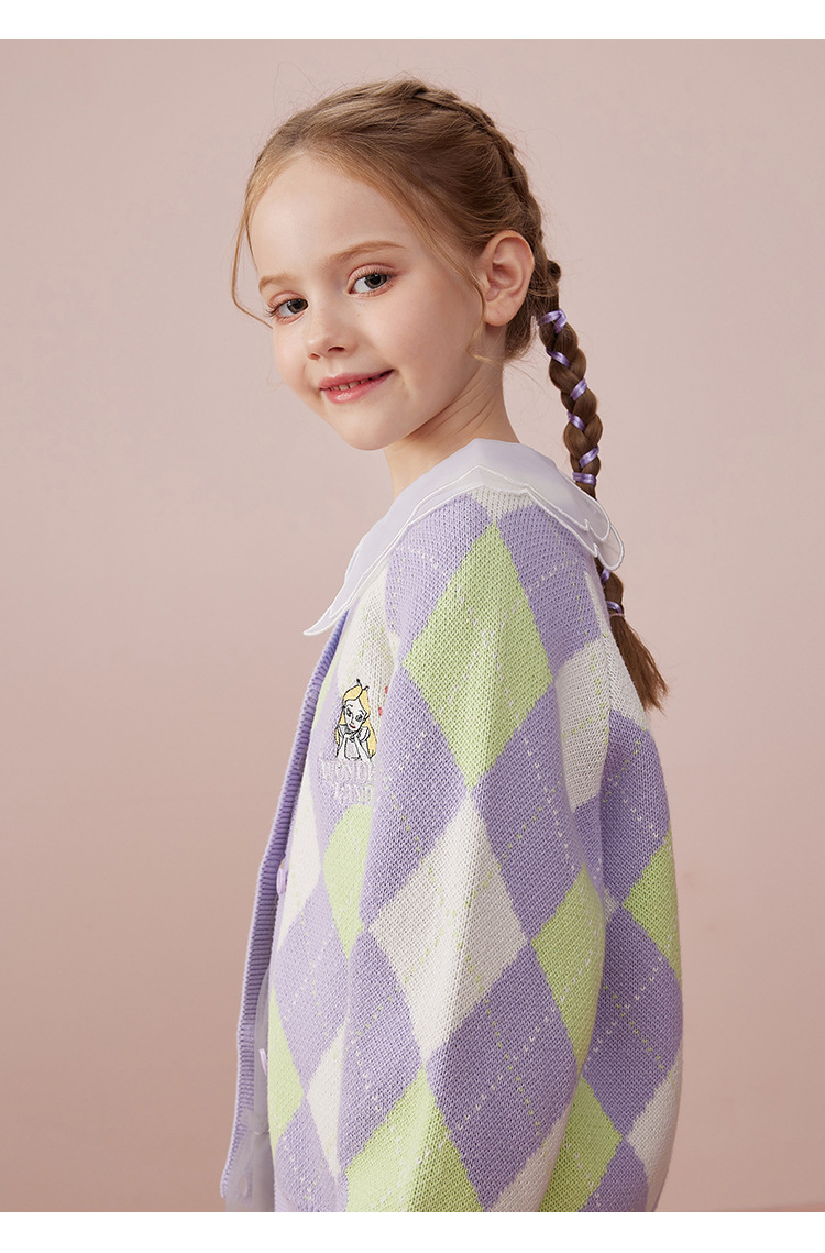 迪士尼童装女童针织开衫毛衣儿童毛衣外套秋冬新款宝宝时尚洋气