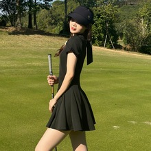 2024春夏新款高尔夫连衣裙夏季女装韩版修身显瘦百搭黑色裙子