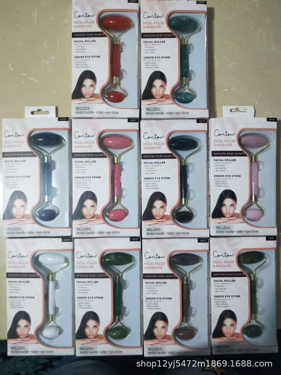 Cross-Border Hot Source Manufacturer Natural Jade Beauty Instrument Face-Lift Resin Massage Roller Jade Push Roller 