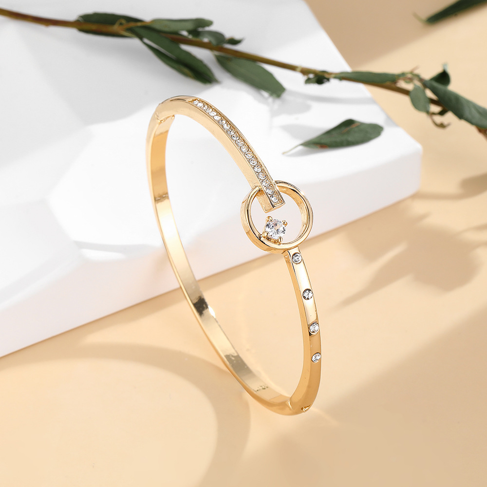 korean style niche design hot sale jewelry new personalized trend new fashion round zircon bracelet half ring diamond
