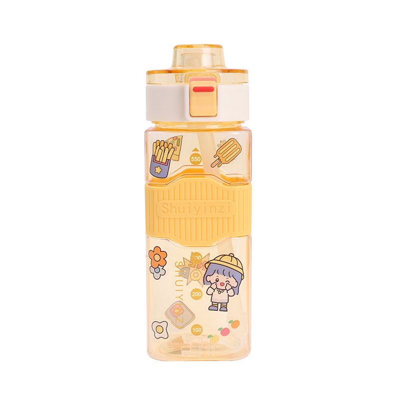 Y96 Macaron Color Cartoon Cute Large Capacity Women's Fitness Portable Straw Water Bottle Couple Good-looking Water Cup