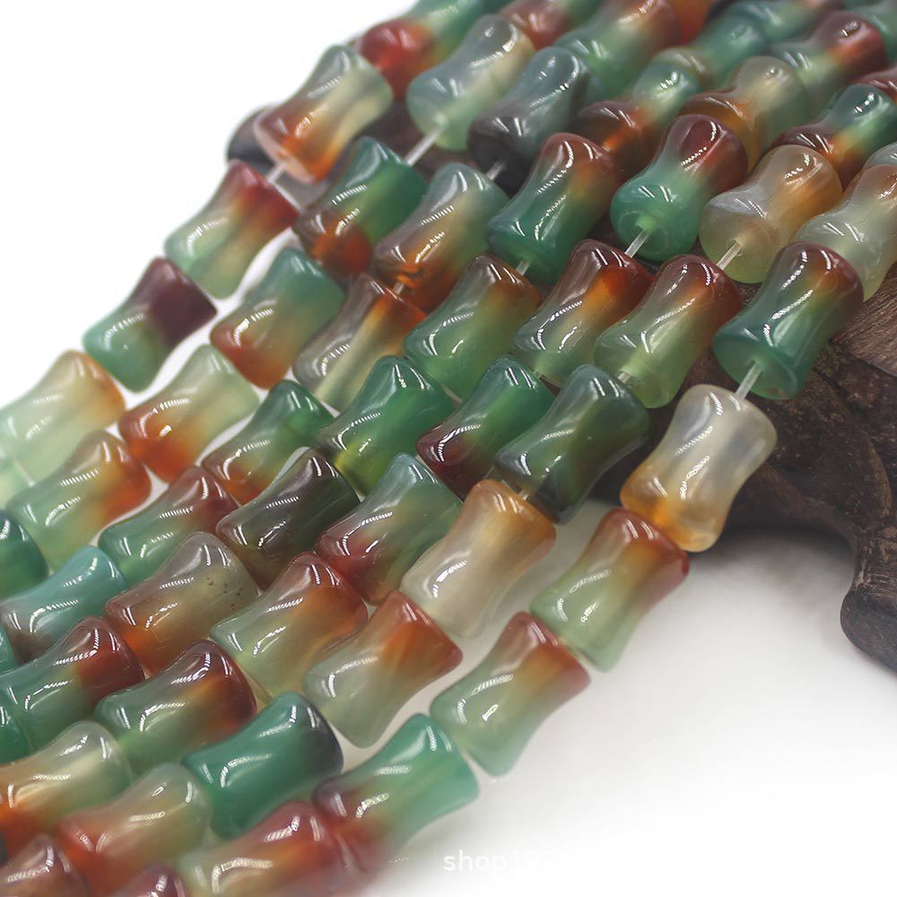 8*12mm孔雀玛瑙 散珠peacock agate竹节珠饰品配件手链项链半成品