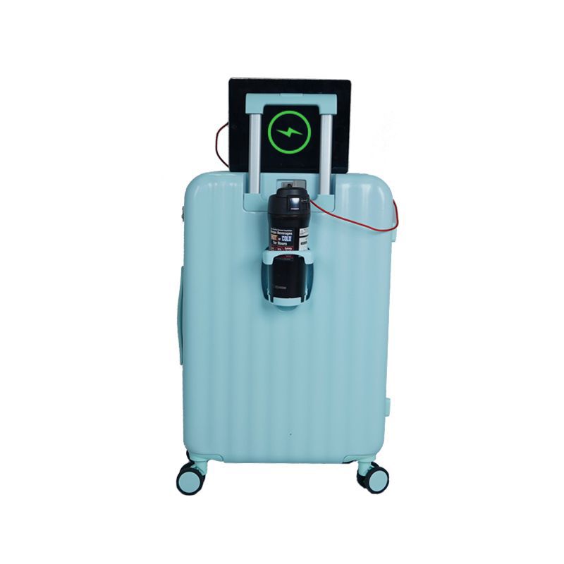 Luggage 24-Inch Multi-Functional with Cup Holder Password Suitcase Female Mute Universal Wheel Student Trolley Case